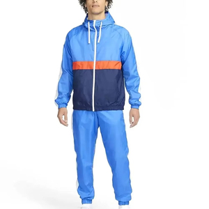 Men's Two-Piece Windbreaker Tracksuit Set with <b>Zip</b>-<b>Up</b> <b>Jacket</b> and Jogger Set Breathable Comfortable Custom Windbreaker Suit - Product Image 3