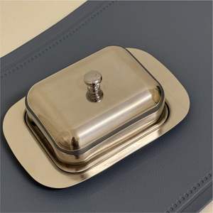 Beurrier en métal durable avec poignée facile à saisir, beurrier en acier inoxydable résistant à la rouille, beurrier plaqué cuivre avec couvercle - Product Image 5
