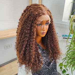 <b>Cheap</b> Ombre Dark Brown Burmese Curly Full Lace <b>Wig</b> Human Hair <b>Wigs</b> Raw Cuticle Aligned Lace Front <b>Wig</b> for Black Women - Product Image 1