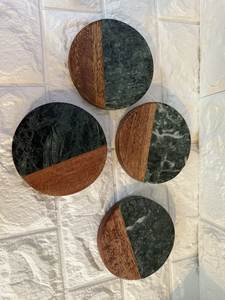 Handmade Marble Wood <b>Coasters</b> Bulk Order Supplier Natural Stone and Wooden <b>Coaster</b> <b>Set</b> Export Quality - Product Image 5