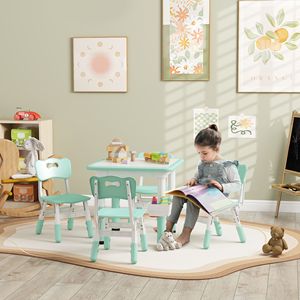 <b>Adjustable</b> 5pc Toddler <b>Table</b> and Chair Set Green 18 Months-5 Years Easy Wipe & Storage Box Kids' Furniture - Product Image 2