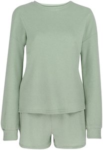 Conjunto de Dos Piezas para Mujer, 100% Algodón, Estilo Casual Diario, Sudadera y Pantalones Cortos hasta la Rodilla, Bordado, Secado Rápido, para Verano - Product Image 3