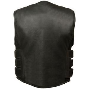 Chaleco de Cuero PU para Hombre, sin Cuello, con Patrón Repujado, Cierre de Cremallera, Cintura Ajustable, Prenda Exterior Corta - Product Image 3