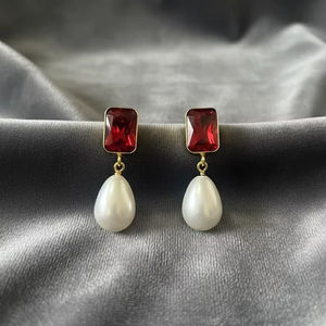 Pendientes Colgantes Minimalistas de Plata de Ley 925 con Baño de Oro de 14K y Piedras Preciosas Rojas y Azules, Joyería para Fiesta, Regalo - Product Image 2