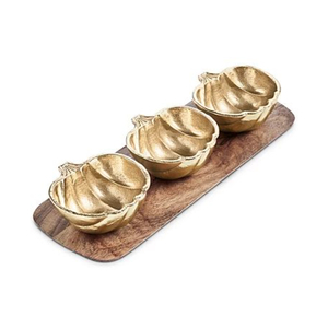 Frutero de Diseño de Alta Gama, Recubierto en Oro, de Aluminio Fundido, para Servir Alimentos en Casa u Hotel, Centro de Mesa de Lujo con Bandeja de Madera - Product Image 1