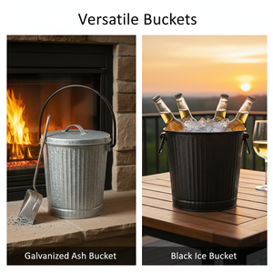 Cubo para cenizas de chimenea con tapa, pequeño, galvanizado, cubo de basura, contenedor de almacenamiento, cubo metálico para chimenea, hoguera, estufa de leña - Product Image 6