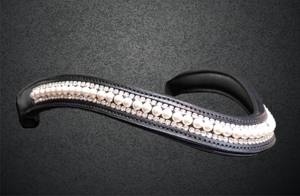 Diadema de Cuero Negro de 3 Hileras con Perlas para Caballo, Calidad de Exportación Personalizada al Mejor Precio - Product Image 4