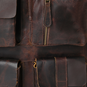 Custom Luxury Leather <b>Backpack</b> Vintage Travel School <b>Backpack</b> Large Capacity Multi Pocket Bag for Men Women - Product Image 6
