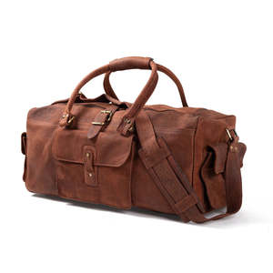 Bolsa de Viaje Deportiva Casual Impermeable de Cuero 100% Genuino, Nueva 2026, Hecha a Mano, Color Marrón, de Lujo, Unisex, para Viajes Cortos - Product Image 1