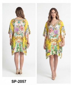 PU Chiffon Printed V-Neck Short Sleeve Casual Winter <b>Poncho</b> with Anti-static & Anti-Wrinkle Features - Product Image 3