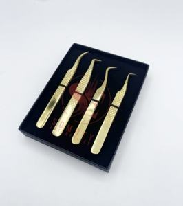 Venta al por mayor 100% de acero inoxidable de alta calidad pinzas de extensión de pestañas con punta de fibra Lash Premium pinzas de pestañas - Product Image 5
