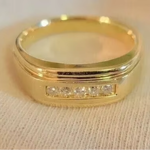 Moissanite Sterling <b>Silver</b> Vintage Engagement Mens <b>Ring</b> Gold Plated Claw Set Stones Classic Luxury Jewelry - Product Image 1