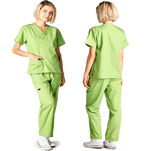 ชุดเครื่องแบบพยาบาลคอวีสำหรับผู้ชายและผู้หญิงชุดเสื้อและกางเกง2ชิ้นพร้อมกระเป๋าสัมภาระ - Product Image 2