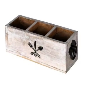 Rectangle Shape 3 Compartments Cutlery Holder <b>Caddy</b> In Wood For Home Hotel Restaurant Table Top Decoration And Serving Use <b>Caddy</b> - Product Image 6