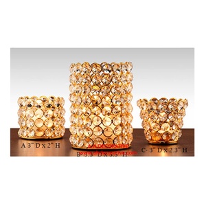 Soporte de luz en T para decoración de habitación, Set votivo de 3 luces decorativas personalizadas, de cristal dorado, único, clásico y moderno, hecho a mano - Product Image 1