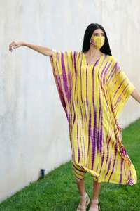 Beautiful Elegant Handmade Indian Cotton <b>Kaftan</b> Women Three Quarter Sleeve Long Maxi Tie Dye Slit V-neck <b>Summer</b> Wholesale Prices - Product Image 2