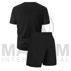 New Casual Half Zip Short Sleeve Shorts for Men Gym Workout Active Wear Sport <b>Set</b> Breathable for Spring Season - Product Image 3