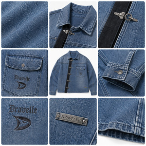 Chaqueta de Mezclilla Ligera Color Índigo Deslavado, Estilo Urbano Hip Hop, con Hebillas Metálicas de Nudo - Product Image 5