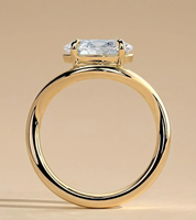 Bague de fiançailles classique pour femme en or massif 18 carats avec trois diamants taille émeraude de 1 carat et sertissage à griffes – Joaillerie fine