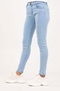 Nouveau pantalon décontracté pour femme, coupe ajustée, taille haute, jean classique bleu clair, élégant, intemporel, avec logo personnalisé - Product Image 3