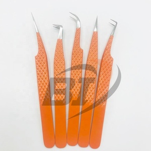 Pinzas Profesionales para Pestañas Beautivia International Diamond Grip, Agarre Fuerte, Logotipo Personalizado, Color Naranja, Recubrimiento de Acero Inoxidable - Product Image 4
