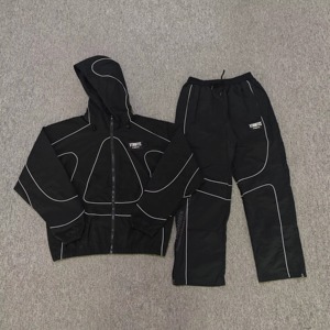 ชุดวอร์มผ้าฝ้ายพิมพ์ลายวินเทจแบบกำหนดเอง แถบสะท้อนแสง น้ำหนักเบา เหมาะสำหรับวิ่ง ออกกำลังกาย สตรีทแวร์ กันน้ำ - Product Image 4