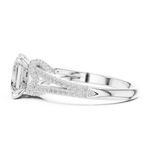 Bague de fiançailles en diamant de laboratoire taille Asscher 2,5 carats, or massif 18 carats, certifiée IGI, VVS E-F, micro-pavé, anneau fin à branches fendues - Product Image 6