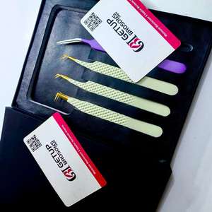 แหนบดึงขนตา GETUP BROSONS IMPEX รุ่น Professional ทำจากสแตนเลสสตีล ป้องกันไฟฟ้าสถิตย์ ป้องกันแม่เหล็ก ปลายที่ทนทาน งอ 45 องศา/90 องศา แบบยาว - Product Image 1