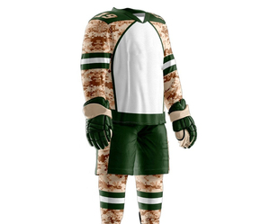Tenue de hockey sur glace personnalisée en twill patchwork, ensemble de maillots de hockey sur glace en maille respirante entièrement sublimée - Product Image 2