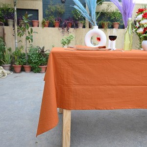 Orange Plain Dyed Cotton Woven Eco-Friendly Washable Modern Solid Color <b>Table</b> <b>Cover</b> Outdoor Customized for Hotels and Parties - Product Image 6