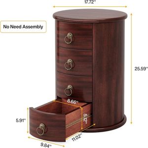 Tavolino da Caffè Circolare in Legno, Tavolino Laterale e da Comodino per Divano, Arredamento per Soggiorno - Product Image 6