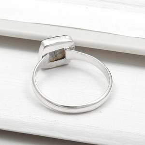 Brilliant Cushion Cut Labradorite Gemstone <b>Ring</b> In 925 Solid <b>Sterling</b> <b>Silver</b> Natural Bezel <b>Set</b> Gemstone Handmade Boho Jewelry - Product Image 5