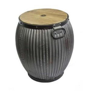 Tabouret de jardin moderne en aluminium martelé argenté, table d'appoint décorative pour intérieur et extérieur, pouf, meuble d'appoint - Product Image 4