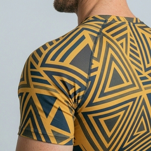Men's Custom Geometric Pattern Compression <b>Shirt</b> Short Sleeve O-Neck Quick Dry Sporty Fit Athletic Performance Wear - Product Image 3