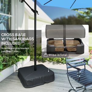 Ombrellone a braccio laterale Lake Blue da 3 metri con copertura protettiva solare leggera e design elegante per uso esterno - Product Image 6