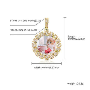 Colgante de Moissanita con Foto Personalizada, Plata 925 Bañada en Oro Rosa, Engaste de Bisel en Forma de Flor, Lujo, Certificado GRA, Estilo Hiphop - Product Image 4