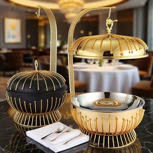 Extra Ordinary Quality Black Chaffing Dish Hotpot With Golden <b>Stand</b> Wedding Dinner Supply - Product Image 5