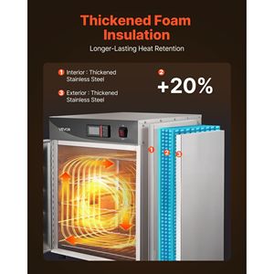 Commercial Electric Hot Box Food Warmer 4-Tier Stainless Steel <b>Warming</b> Cabinet with Water <b>Tray</b> Single-Door Adjustable Shelves - Product Image 4