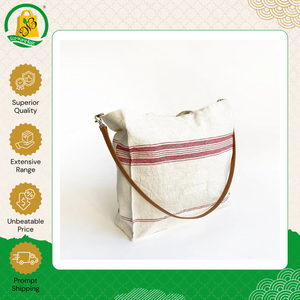 Sac fourre-tout en jute de qualité supérieure avec poignée en cuir et fermeture éclair, pour usage quotidien, imprimé sur mesure, écologique, sac de shopping en toile de jute - Product Image 2