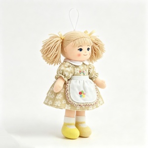 customized Mini Hanging Blonde Pigtail Rag <b>Doll</b>, Soft Fabric Girl Plush Ornament,Floral Dress Apron Cloth <b>Doll</b> Pendant - Product Image 5