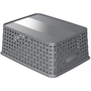 Set di 6 Cestini Organizzatori Grigi Intrecciati 25,7 cm x 19,2 cm x 10,4 cm, Cestini in Plastica Intrecciata per Consumatori che Hanno Bisogno di Organizzazione - Product Image 2