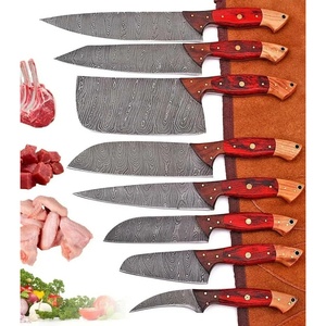 Juego de Cuchillos de Chef Profesionales de Acero de Damasco Hechos a Mano por Ahmad Fabric, 08 Piezas, Mango de Resina, Funda de Cuero, Diseño Moderno, Personalizable - Product Image 4