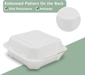 Contenedores de Papel con 3 Compartimentos, 100% Compostables, Resistentes al Agua, con Tapa Abatible, de Bagazo Natural Desechable - Product Image 4