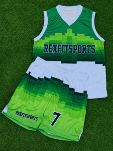 Uniforme de match de basket-ball personnalisé Rexfit Team Next |   Ensemble de sport unisexe respirant imprimé par sublimation |   Shorts en jersey sans manches - Product Image 4