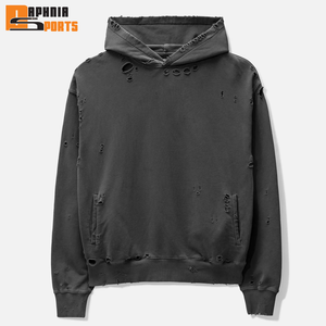 Sweat-shirts à capuche vintage délavés en coton French Terry 350 g/m² pour hommes, avec logo personnalisé, impression numérique hiver, style streetwear hip-hop - Product Image 1