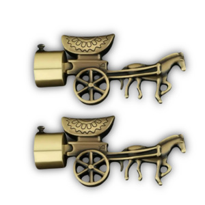Handmade <b>Curtains</b> Rod Brackets Brass Antique Horse Carriage - Product Image 1