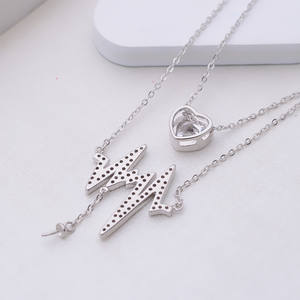 Collar con Colgante de ECG de Plata S925 con Cadena para Clavícula, Accesorios Semiterminados para Mujer, Bandeja Hueca para Perlas 276 - Product Image 5