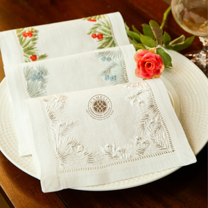 Delicate white flower embroidery, timeless for minimalist table <b>settings</b>. - Product Image 1