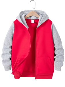 Baby Classic Color-Block Style Zip-Up Hooded Jersey Sweatshirt 100% Cotton Autumn Winter Knitted Comfortable Casual Cardigan - Product Image 6