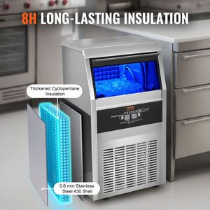 Macchina per il ghiaccio commerciale da cucina, da incasso, 90 libbre/24 ore, 45 cubetti di ghiaccio, produzione in 12-15 minuti, 24 libbre di ghiaccio ST - Product Image 5